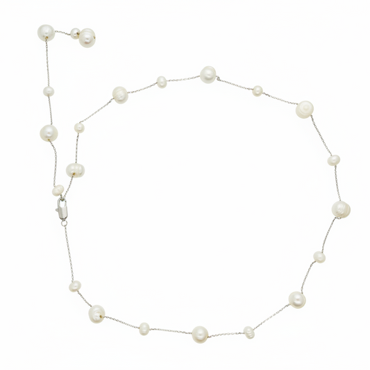 Pearl necklace on a white background
