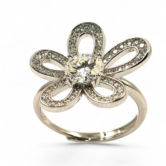 Close-up of floral petals and micro-pavé zirconia