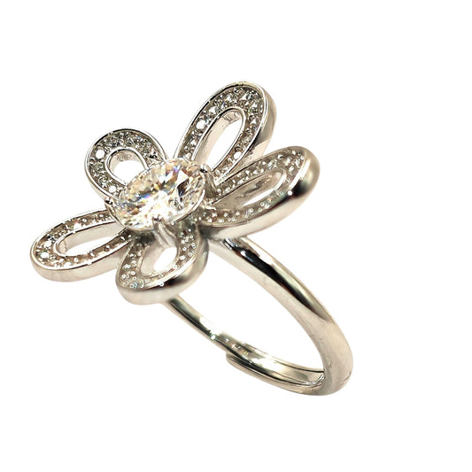 Adjustable 925 sterling silver moissanite 1ct floral ring