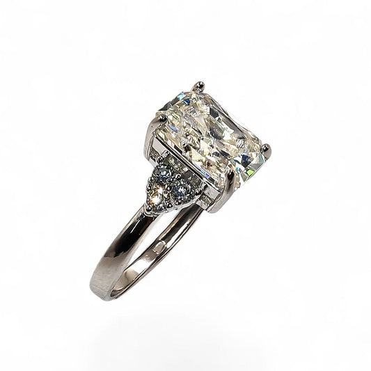 Adjustable 925 sterling silver moissanite 3ct solitaire princess cut ring