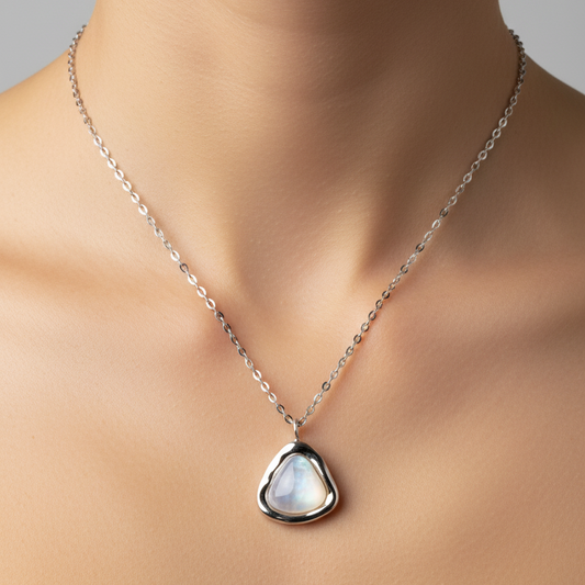 Necklace with a pendant on a woman