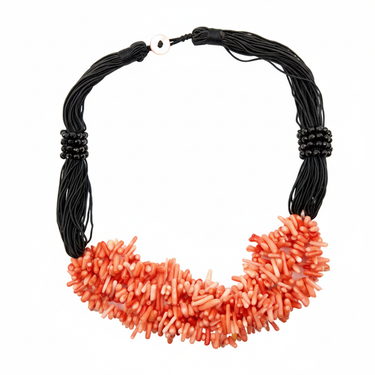 55cm large pink/orange shell necklace on white background