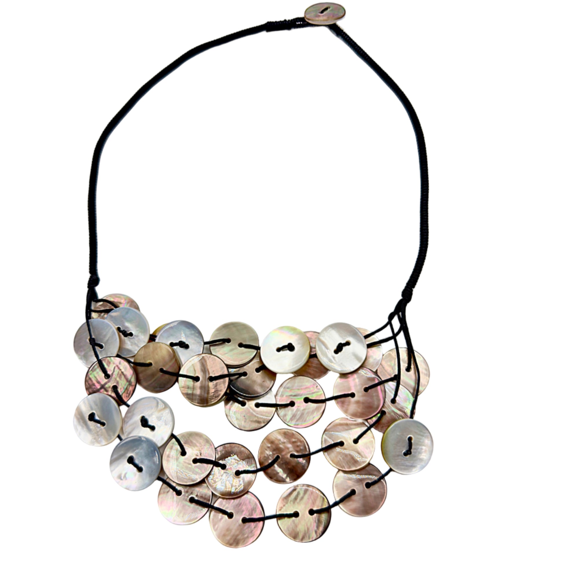 50cm large abalone shell disc necklace on white background