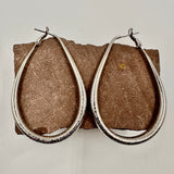 silver plated hammered teardrop hoops