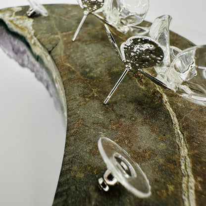 Side view showing depth and layering of resin flower