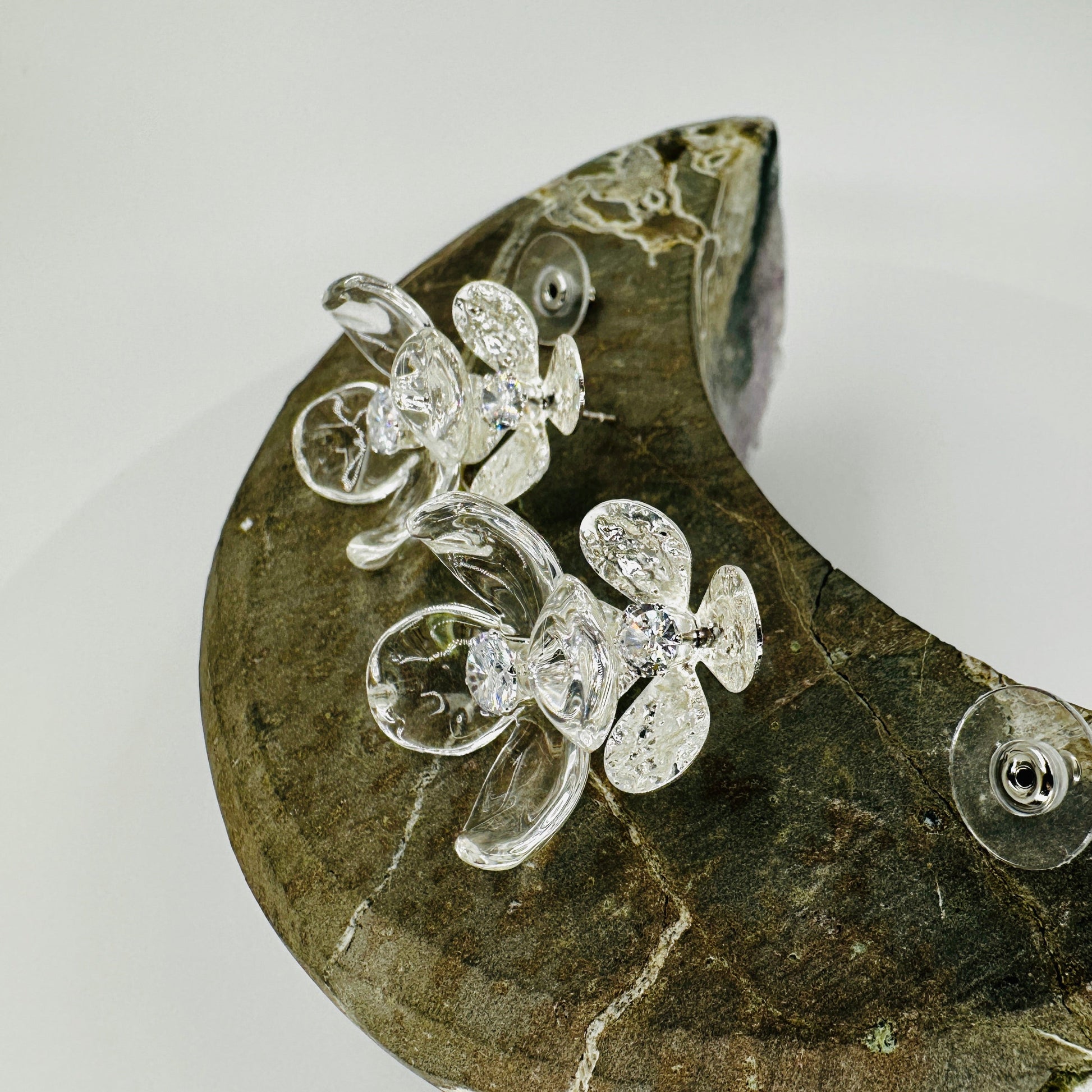 Side view showing depth and layering of resin flower
