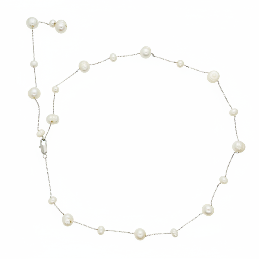 Pearl necklace on a white background