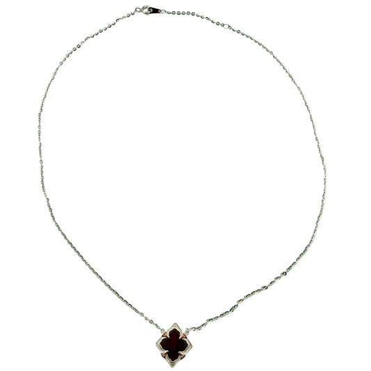 42cm 925 sterling silver chain necklace with 12mm diamond-cut red agate pendant in silver casing