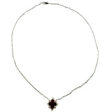 42cm 925 sterling silver chain necklace with 12mm diamond-cut red agate pendant in silver casing