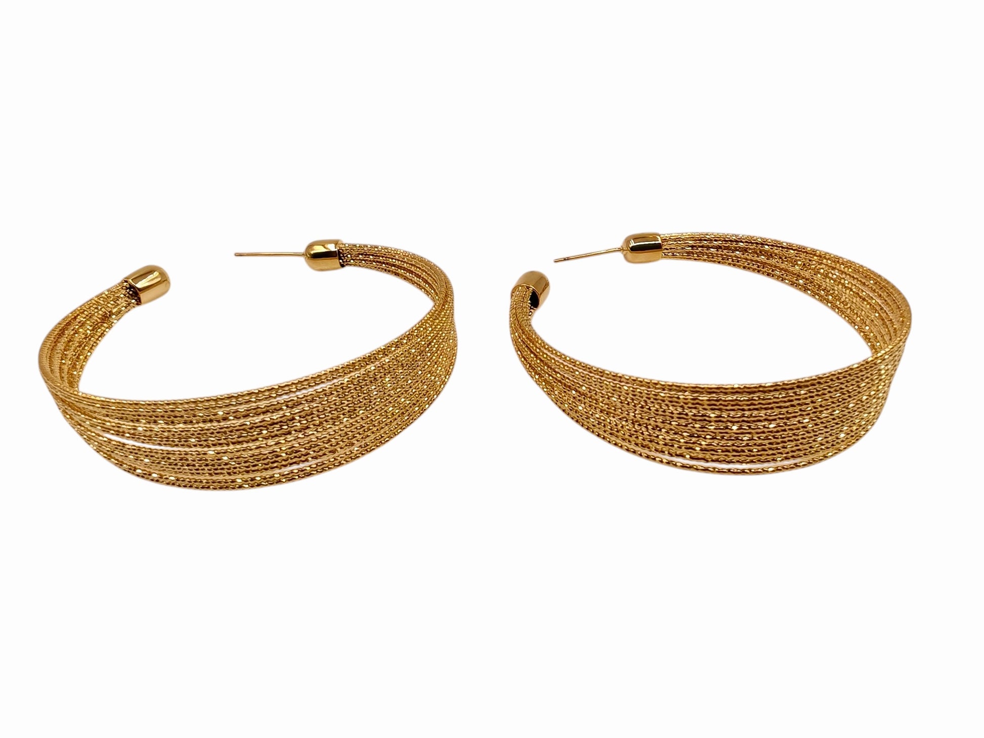 Close-up showing fine textured wire layers in gold-tone finish