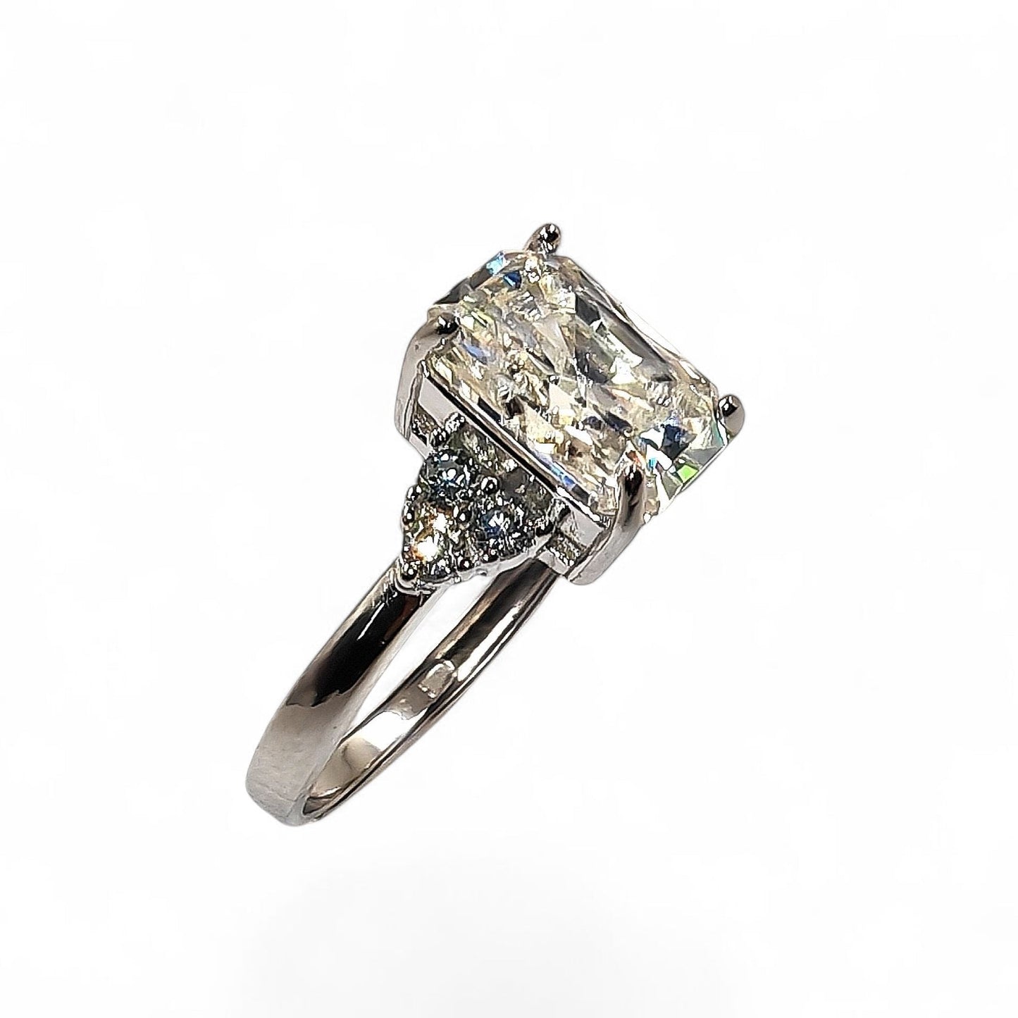 Adjustable 925 sterling silver moissanite 3ct solitaire princess cut ring