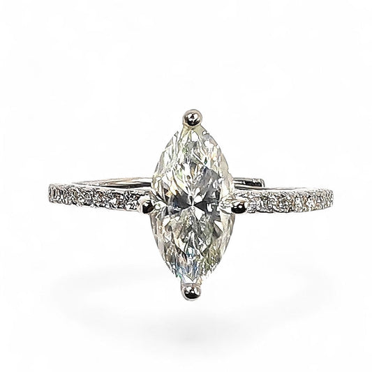 adjustable 925 sterling silver moissanite 1ct solitaire marquise cut ring