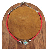 Adjustable red cord bracelet with 1ct solitaire moissanite in 925 sterling silver casing