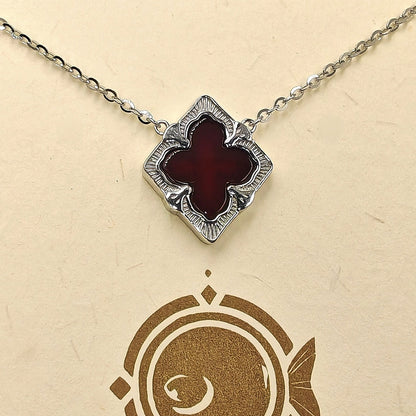 42cm 925 sterling silver chain necklace with 12mm diamond-cut red agate pendant in silver casing
