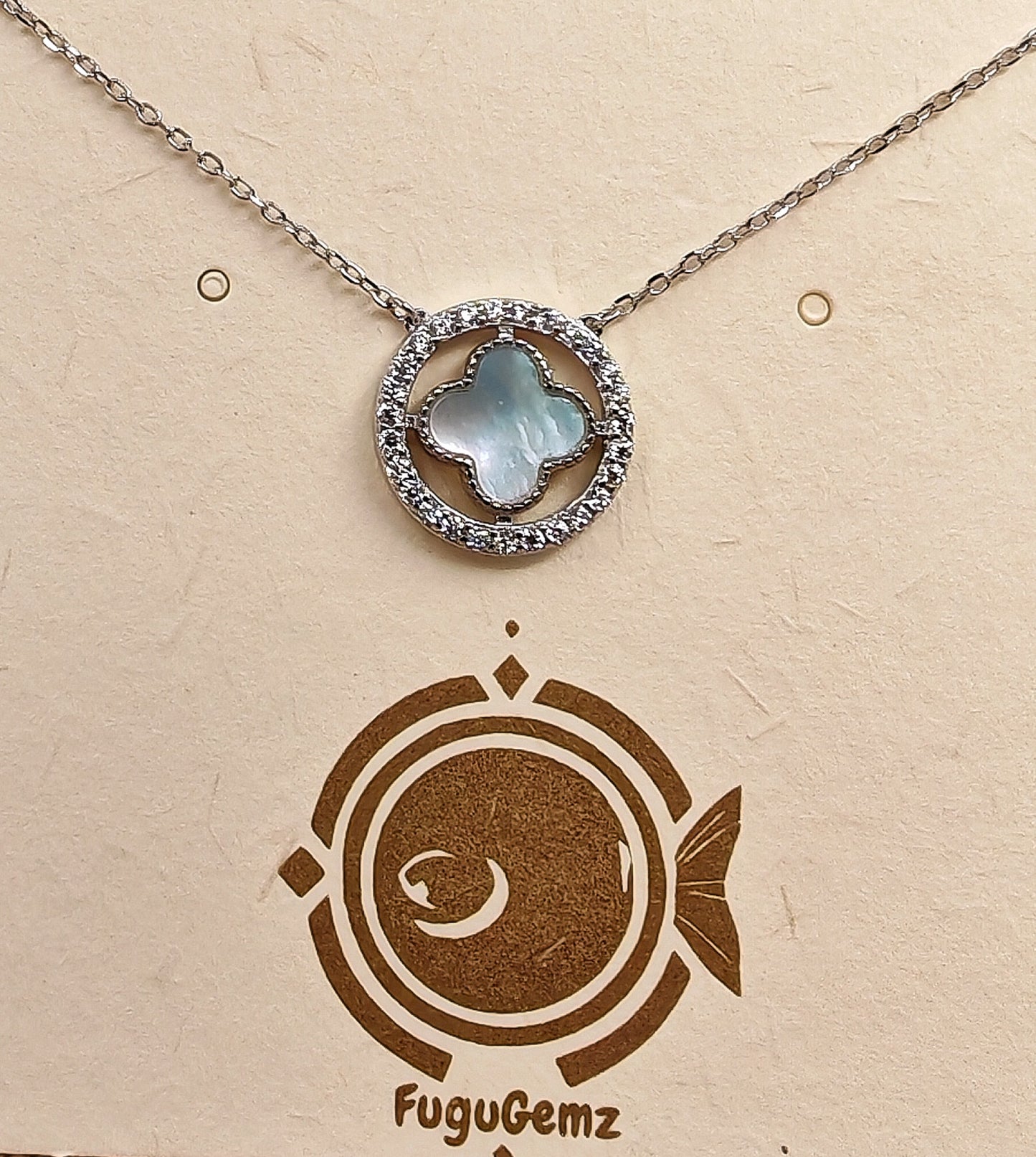 42cm 925 sterling silver necklace with mother-of-pearl cross pendant and zirconia crystal halo