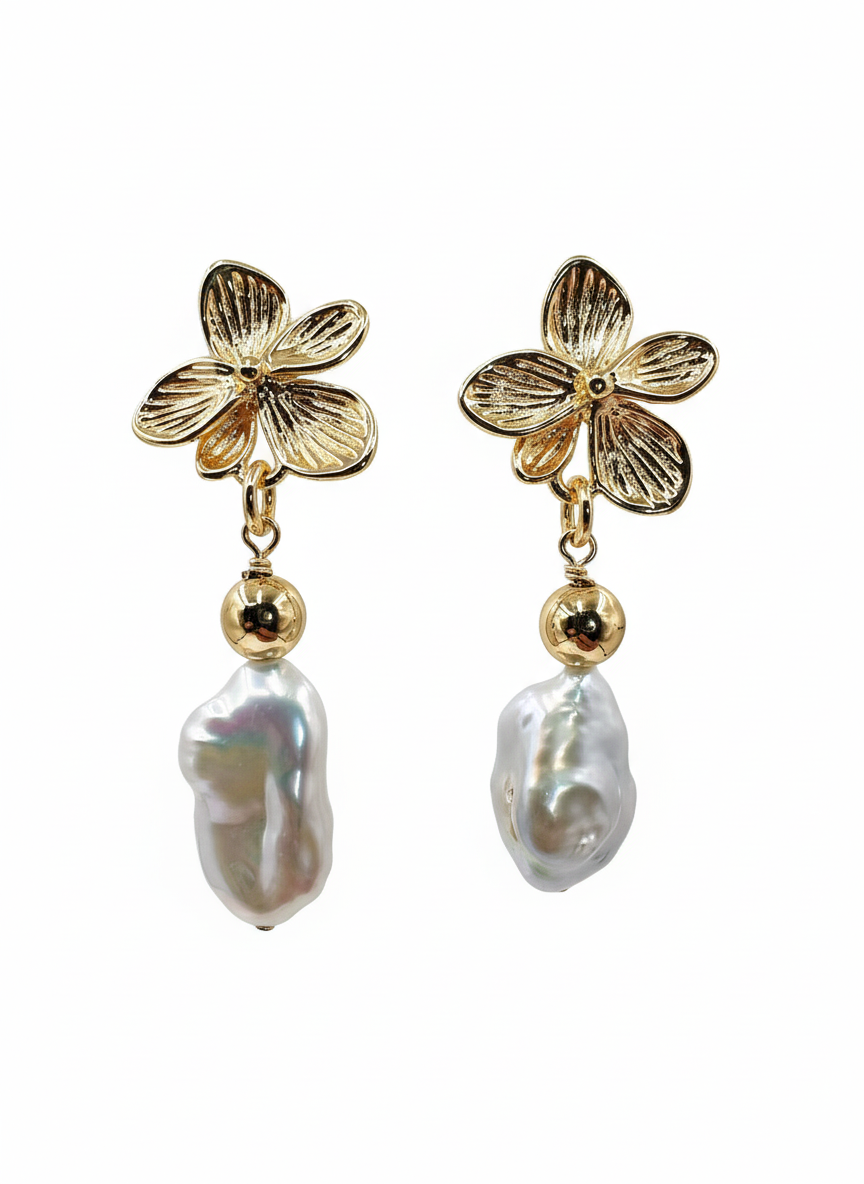 Close-up of flower and baroque pearl details