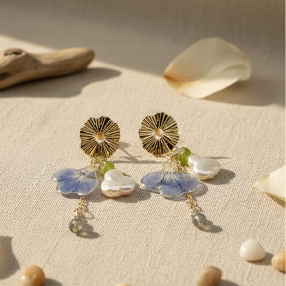 Side view showing 68mm drop length and 14k gold-plated post