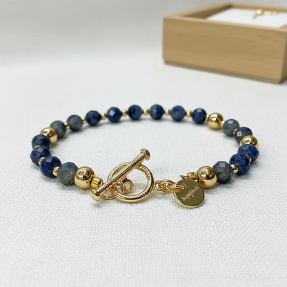 14k Gold-Plated Bracelet with Baroque Lapis Lazuli & Accent Beads